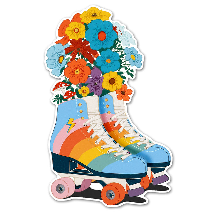 Retro Floral Roller Skate Sticker