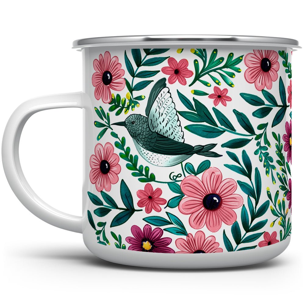 Floral Hummingbird Camp Mug - Loftipop