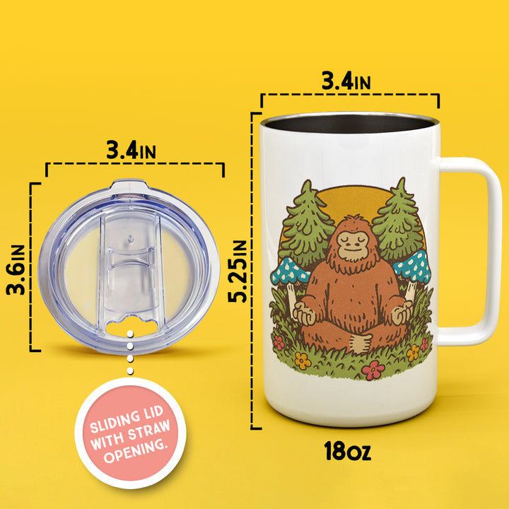 Meditating Bigfoot Insulated Travel Mug