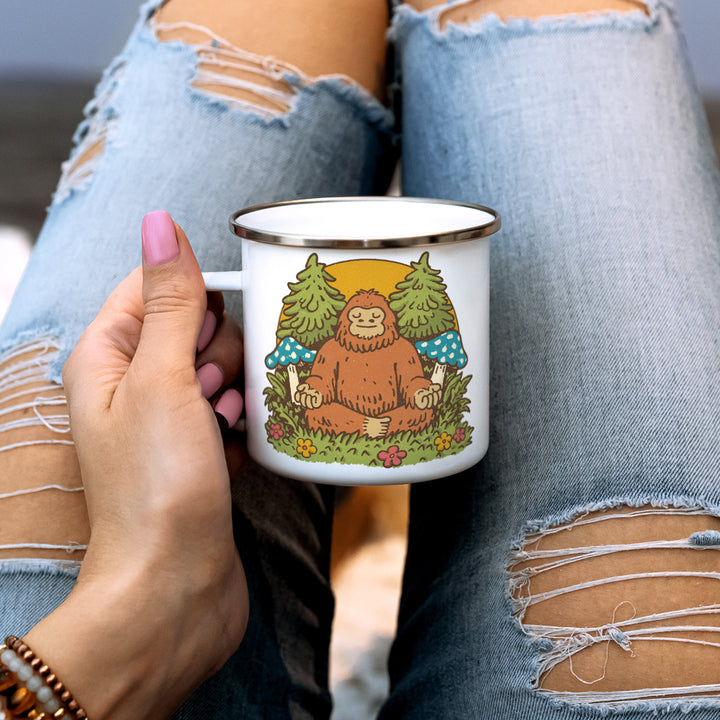 Meditating Bigfoot Camp Mug