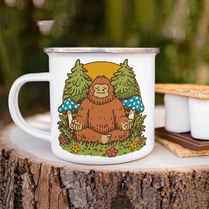 Meditating Bigfoot Camp Mug
