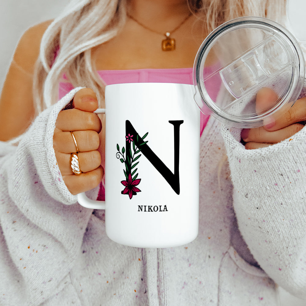 Personalized Name and Initial Insulated Travel Mug