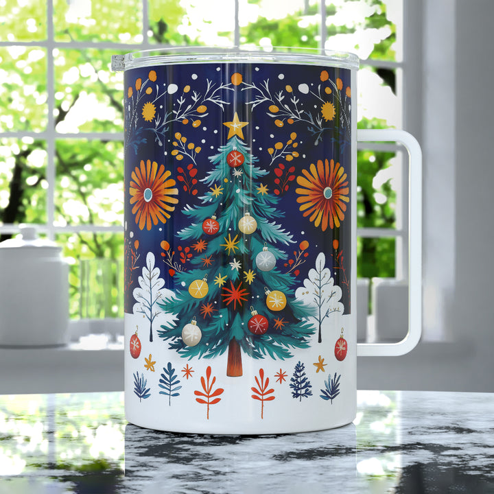 Festive Christmas Tree Insulated Travel Mug