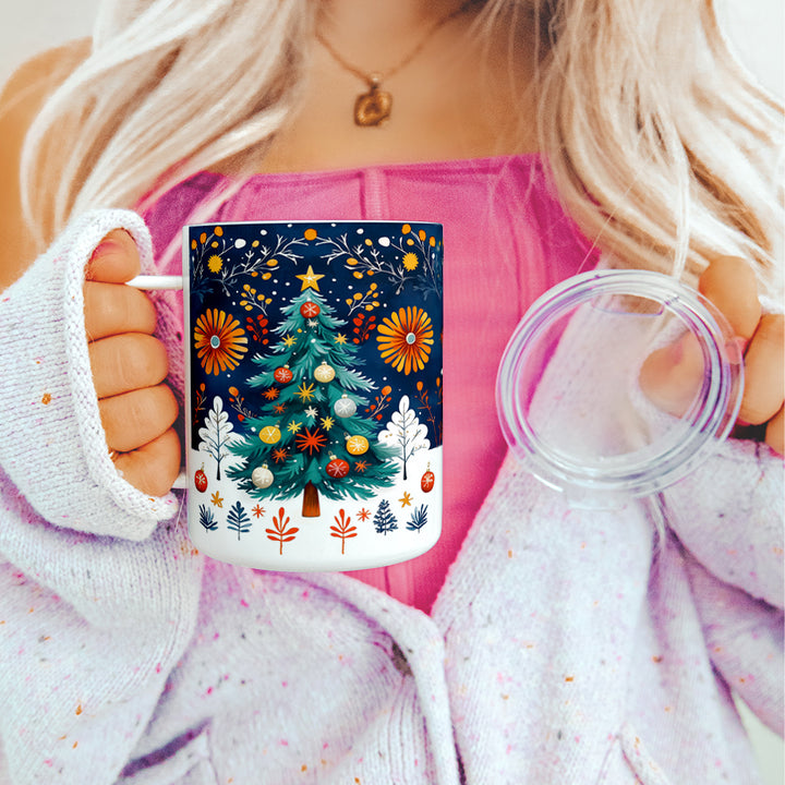 Festive Christmas Tree Insulated Travel Mug