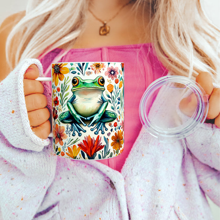 Floral Frog Insulated Travel Mug