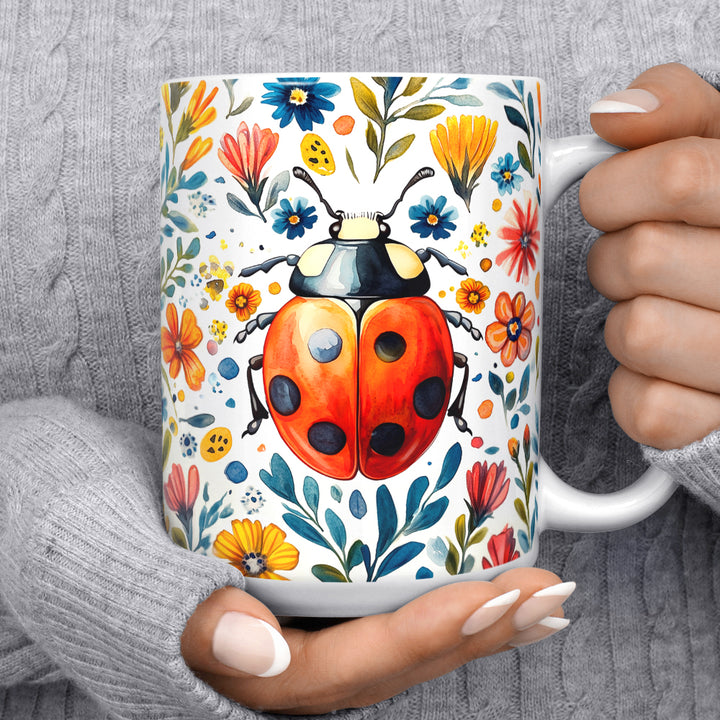 Floral Ladybug Mug