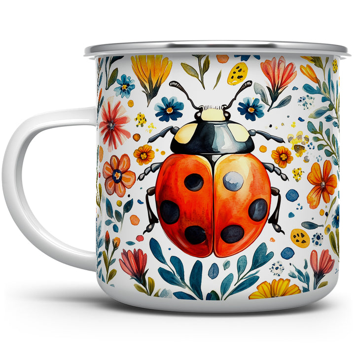 Floral Ladybug Camp Mug