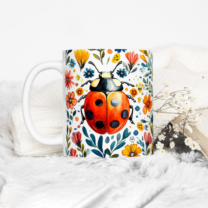 Floral Ladybug Mug