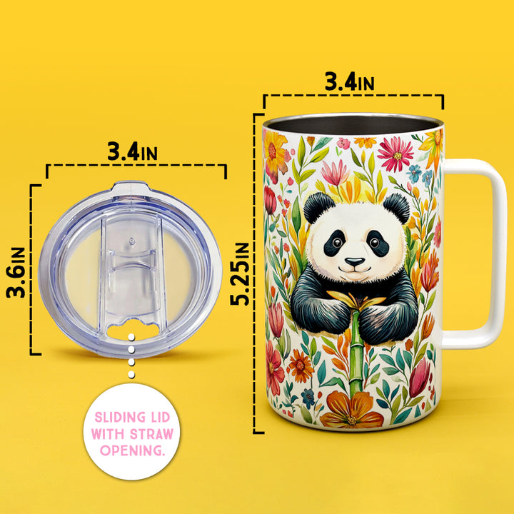 Floral Panda Insulated Travel Mug