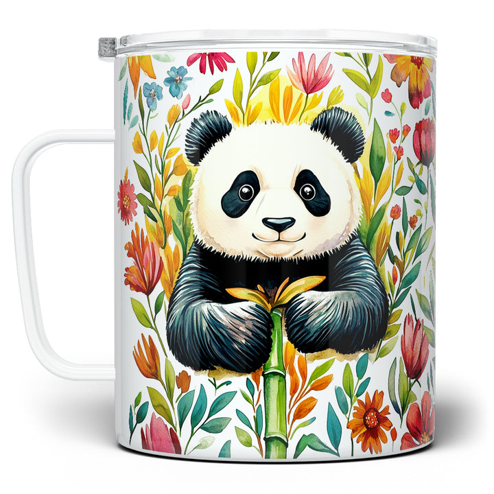 Floral Panda Insulated Travel Mug