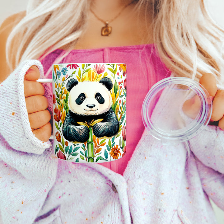 Floral Panda Insulated Travel Mug