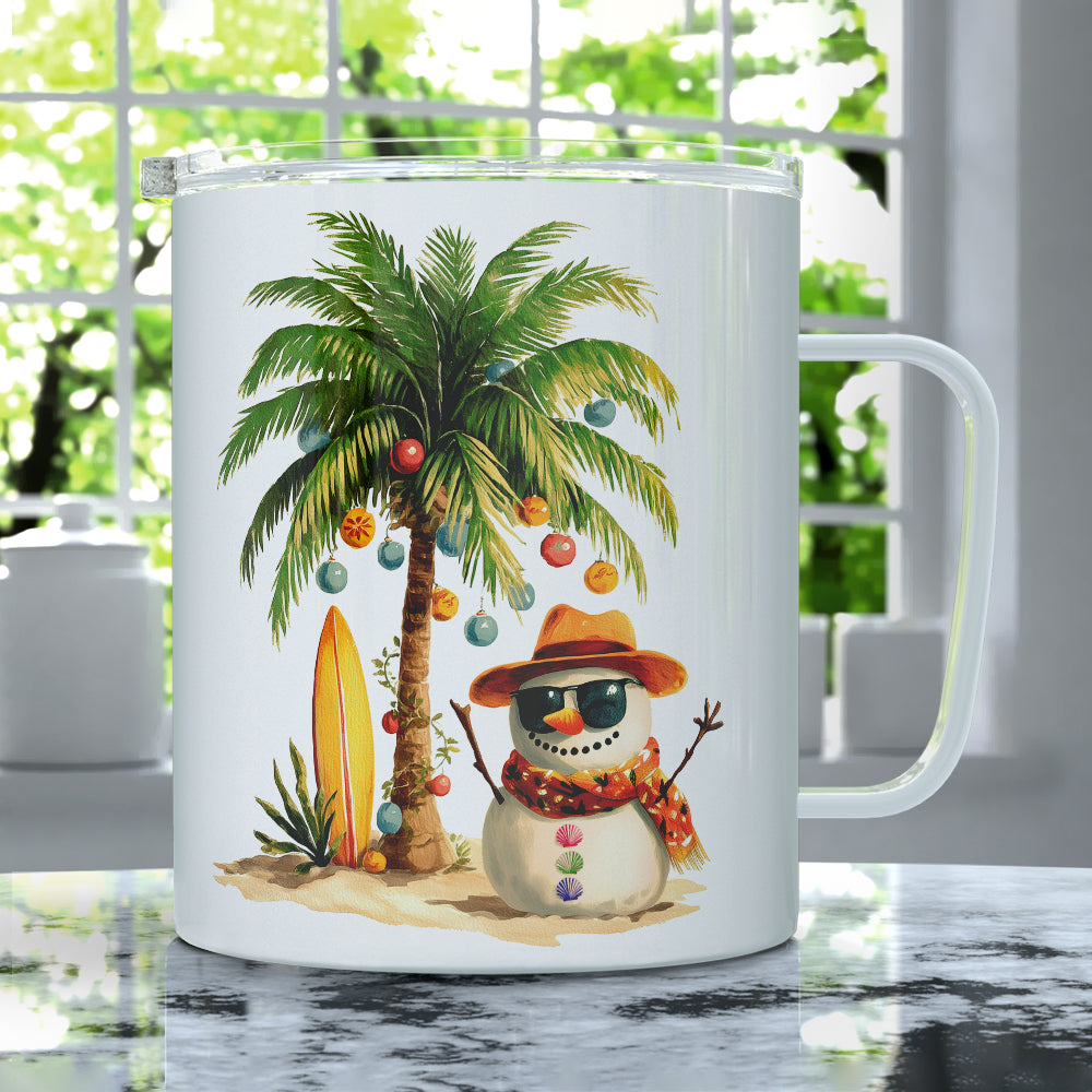 Beach Snowman Insulated Travel Mug