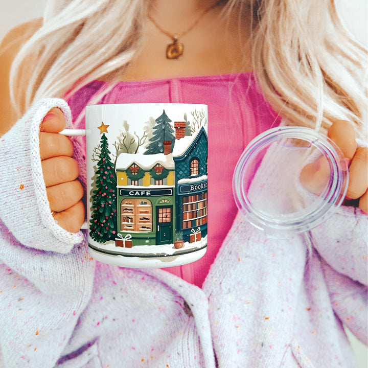 Holiday Storefront Shops Insulated Travel Mug