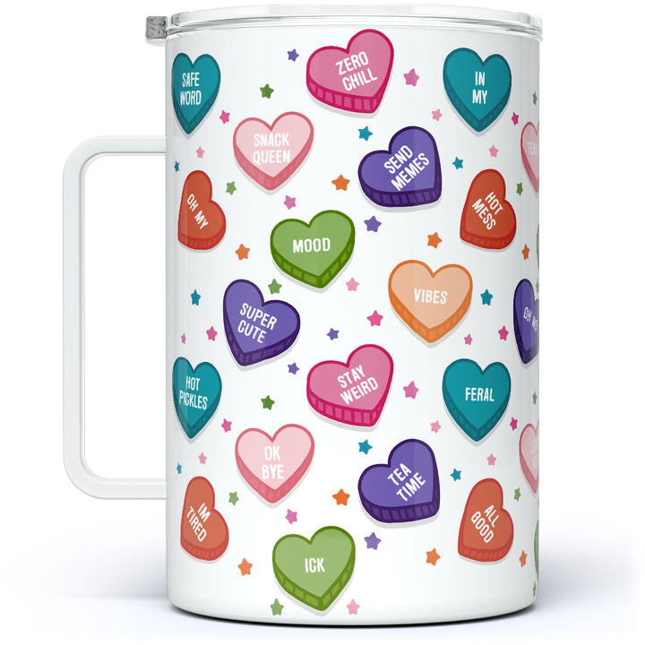 Candy Conversation Hearts Insulated Travel Mug