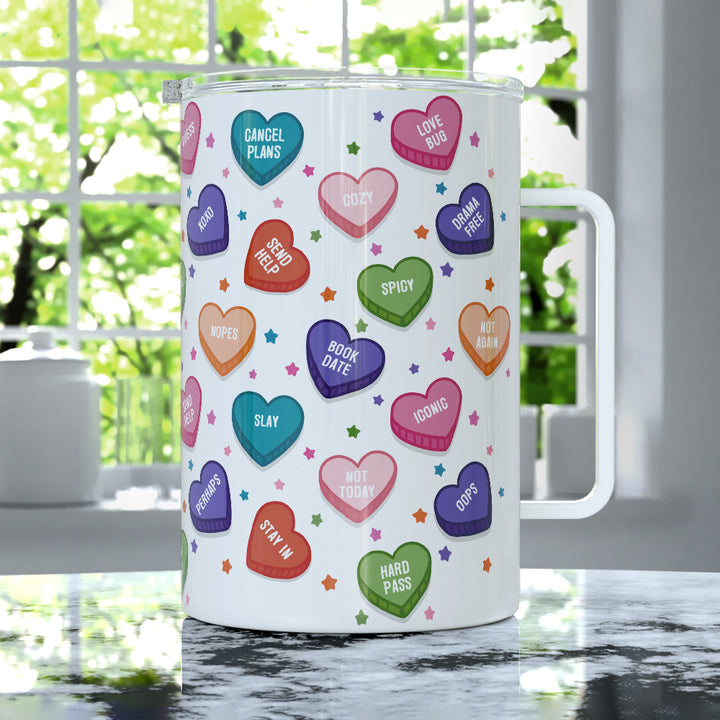 Candy Conversation Hearts Insulated Travel Mug