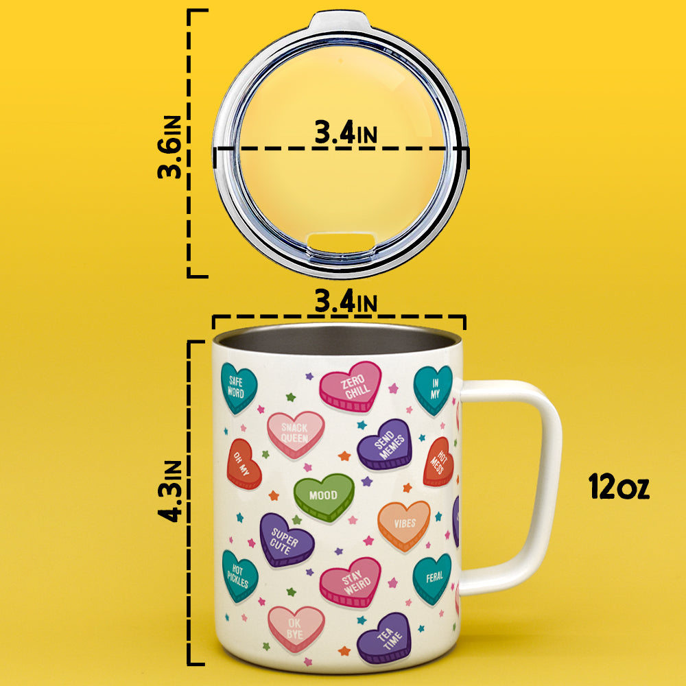 Candy Conversation Hearts Insulated Travel Mug