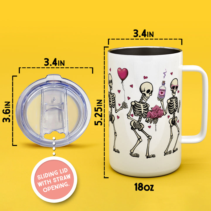 Valentine Dancing Skeletons Insulated Travel Mug