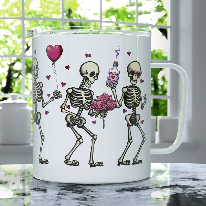 Valentine Dancing Skeletons Insulated Travel Mug