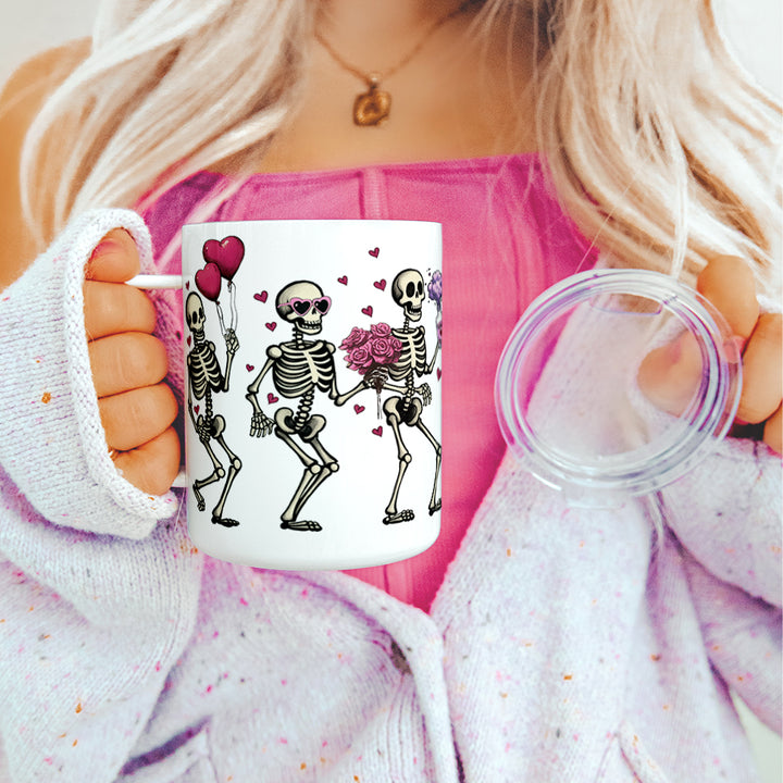 Valentine Dancing Skeletons Insulated Travel Mug