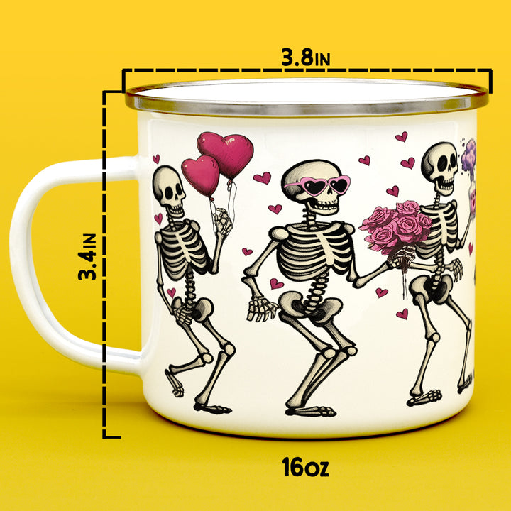 Valentine Dancing Skeletons Camp Mug