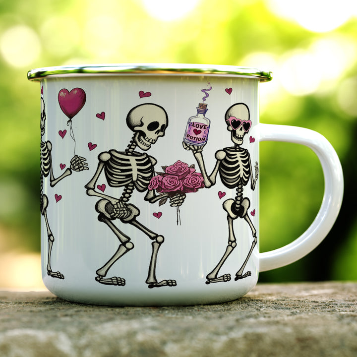 Valentine Dancing Skeletons Camp Mug
