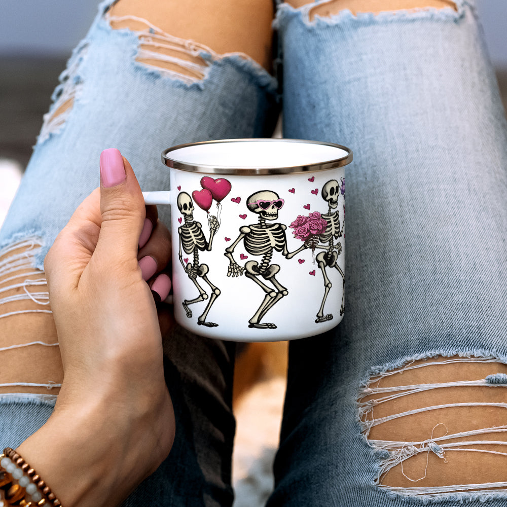 Valentine Dancing Skeletons Camp Mug