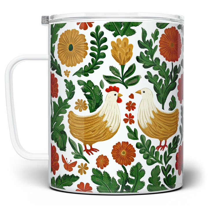 Floral Chicken Insulated Travel Mug