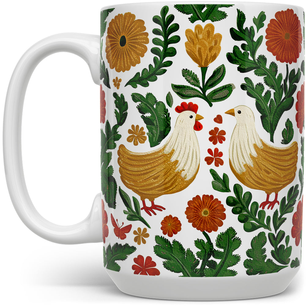 Floral Chicken Mug