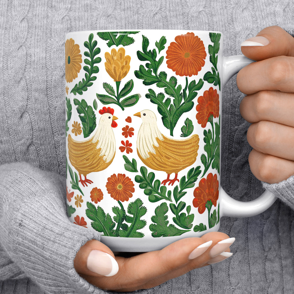 Floral Chicken Mug