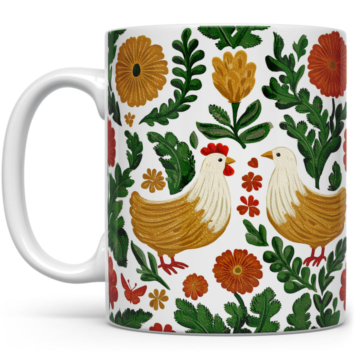 Floral Chicken Mug