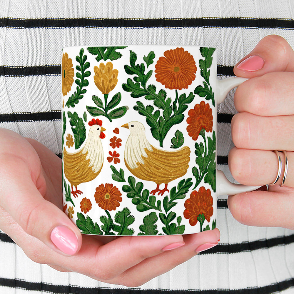 Floral Chicken Mug