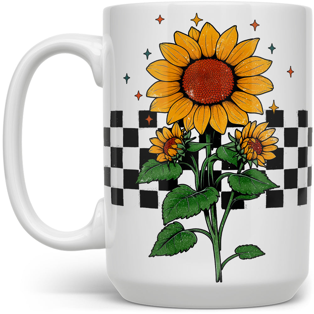 Checkered Sunflower Mug