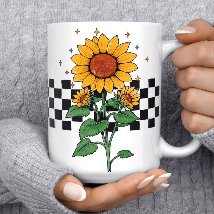 Checkered Sunflower Mug