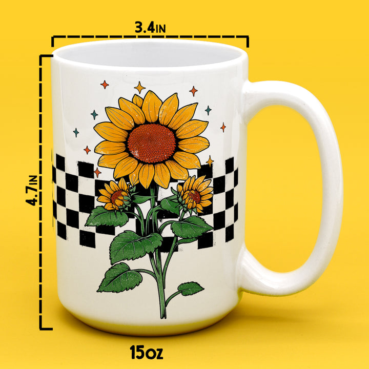 Checkered Sunflower Mug