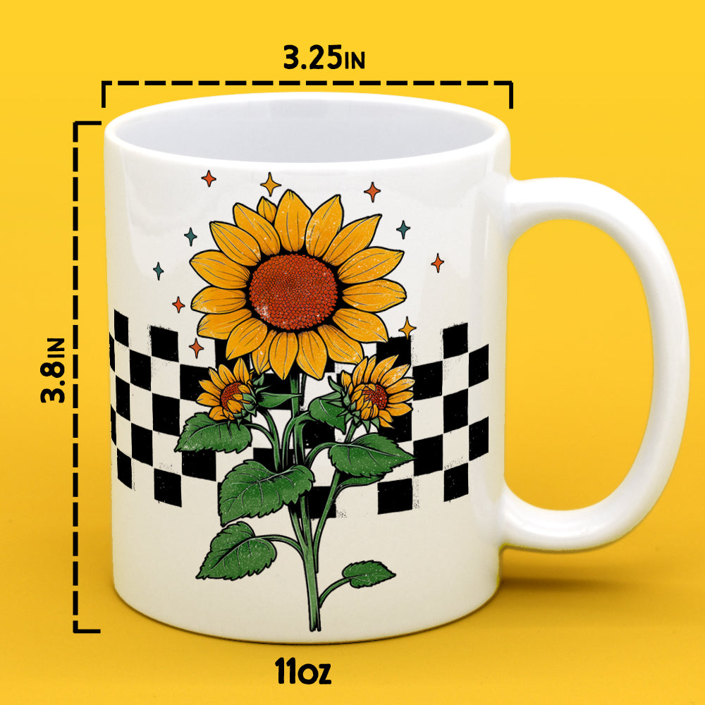 Checkered Sunflower Mug