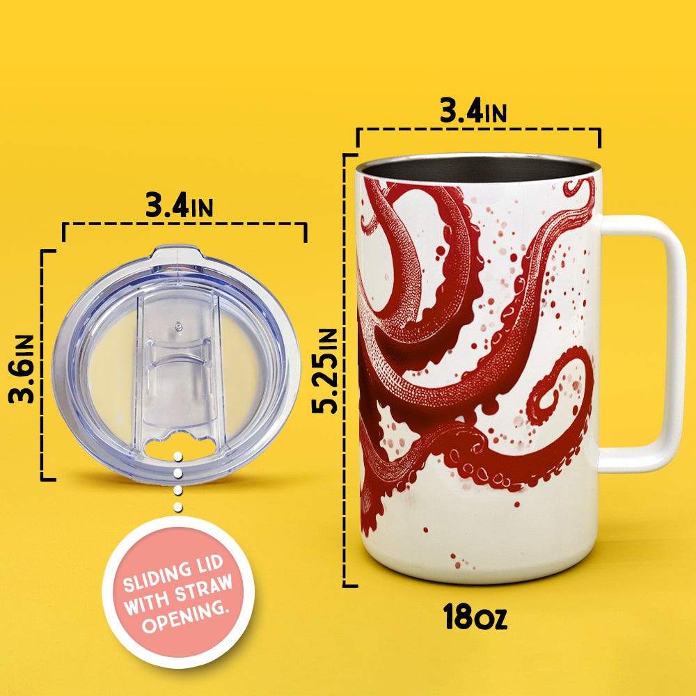 Nautical Red Octopus Insulated Travel Mug