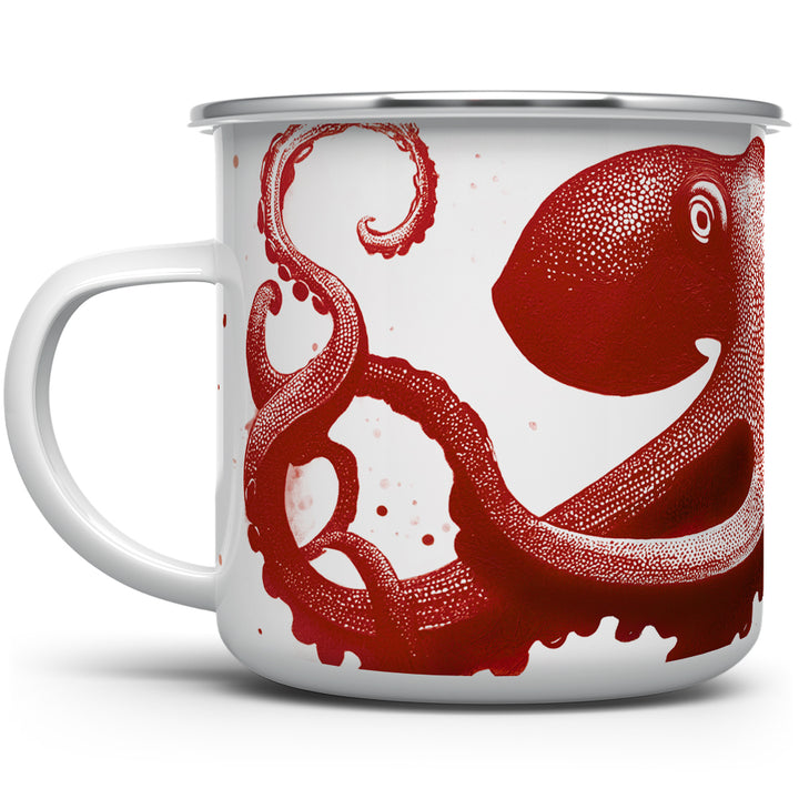 Red Nautical Octopus Camp Mug
