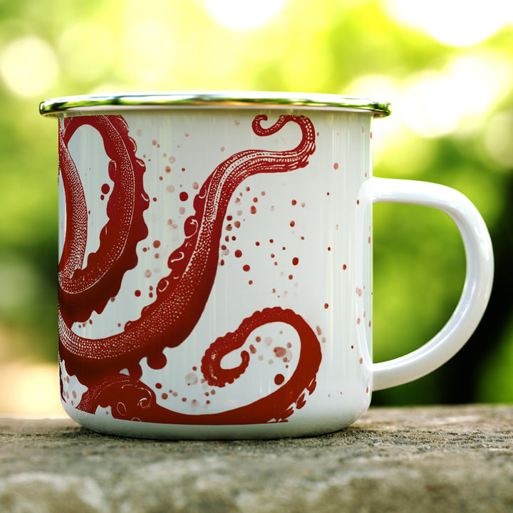 Red Nautical Octopus Camp Mug