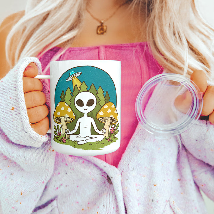 Meditating Alien Insulated Travel Mug