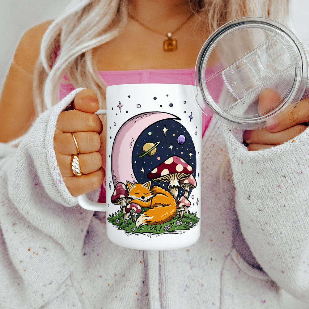 Sleeping Moon Fox Insulated Travel Mug