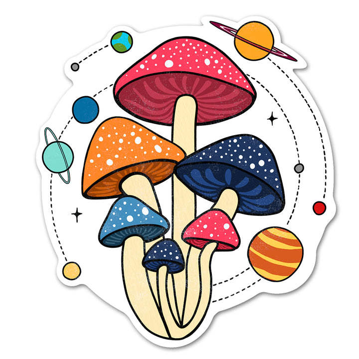 Cosmic Space Mushrooms Sticker