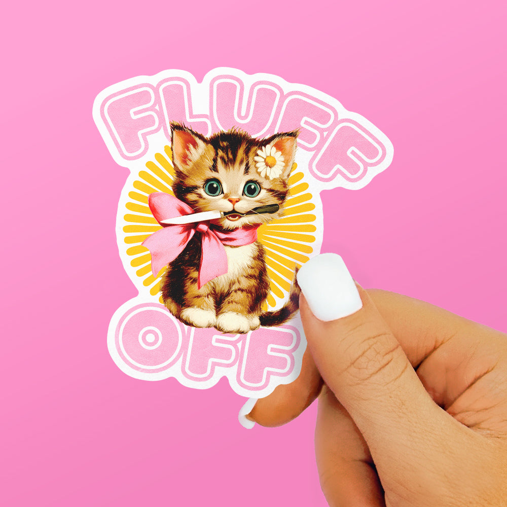 Fluff Off Cat Sticker