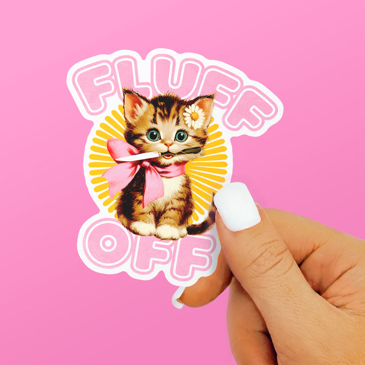 Fluff Off Cat Sticker