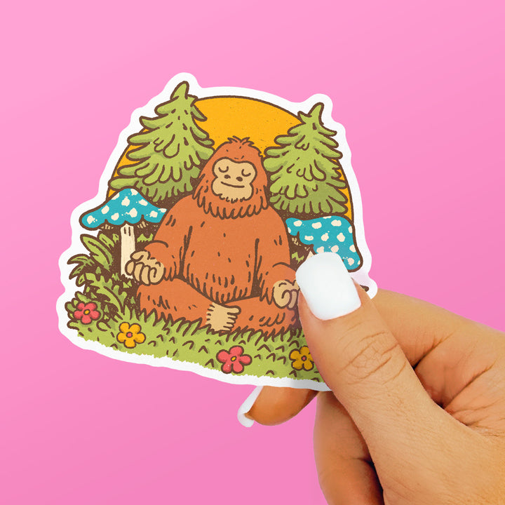 Meditating Bigfoot Sticker