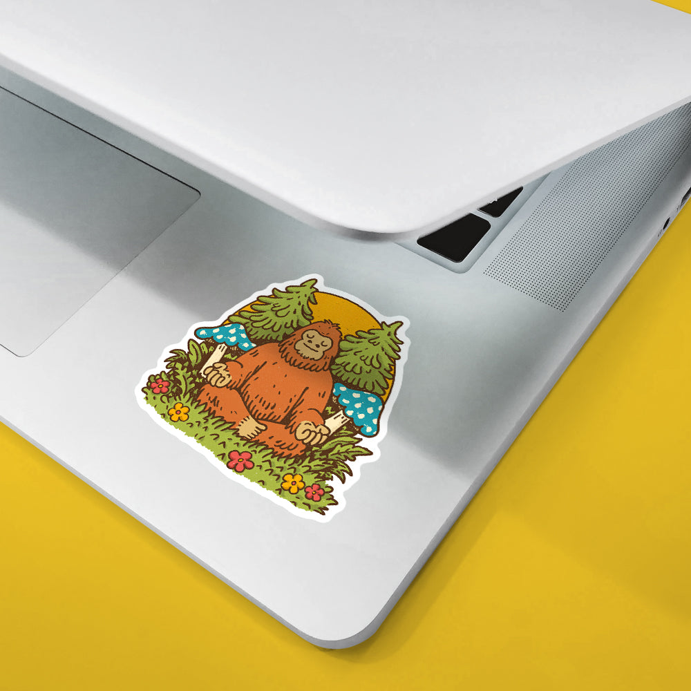 Meditating Bigfoot Sticker