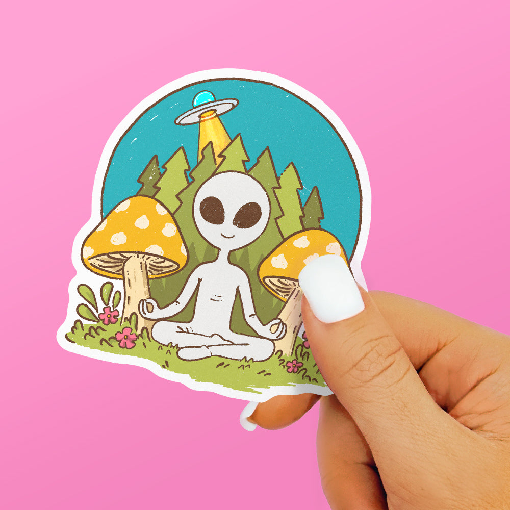 Meditating Alien Sticker