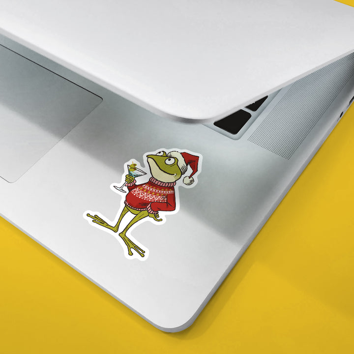 Holiday Martini Frog Sticker