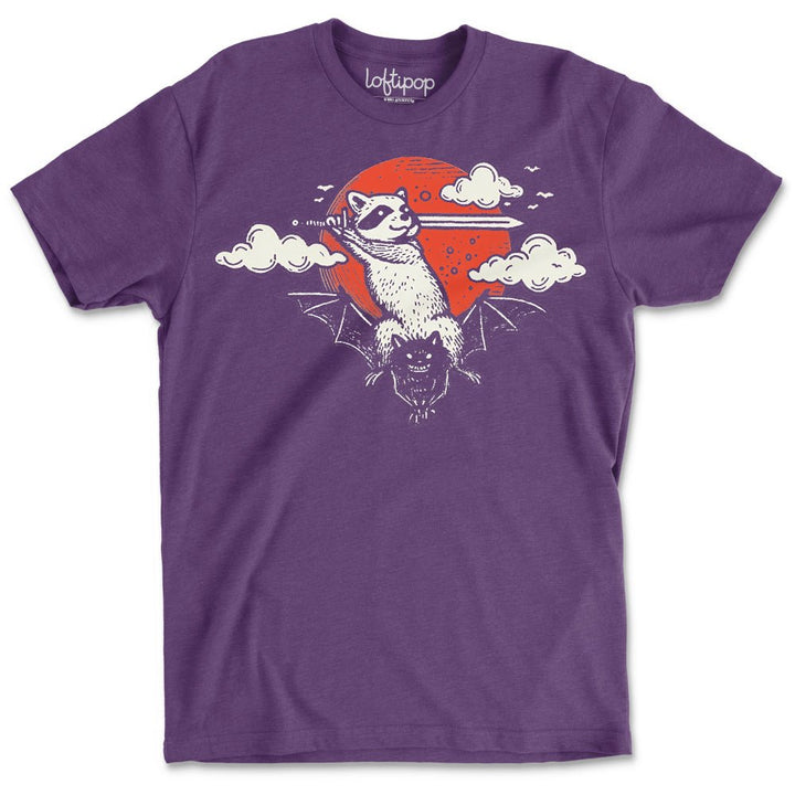 Adventure Raccoon Crewneck T-Shirt - Loftipop