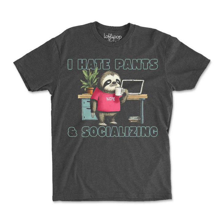Antisocial Sloth Crewneck Tshirt - Loftipop