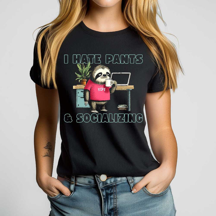 Antisocial Sloth Crewneck Tshirt - Loftipop